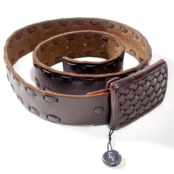 evgothicjewelry Braided Buckle Leather Brown Women Men Belt - Picture 2 of 10